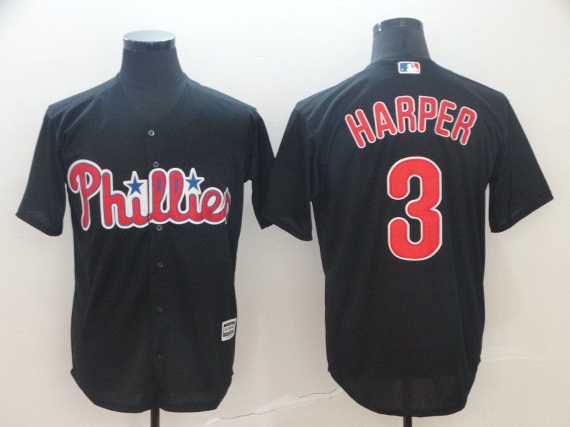 Men Philadelphia Phillies #3 Harper Black Game MLB Jerseys1